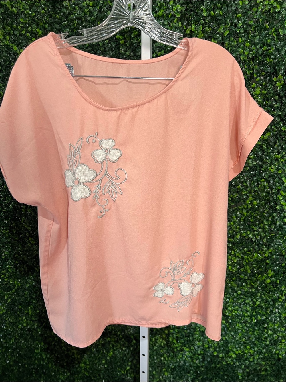 Women’s Peach Floral Embroidered Top
